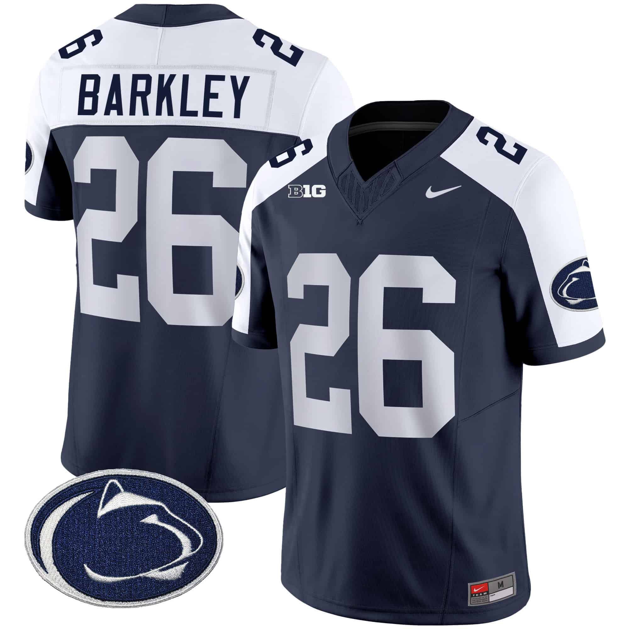 Men Penn State Nittany Lions #26 Barkley Drak Blue 2024 Nike Vapor Limited NCAA Jersey